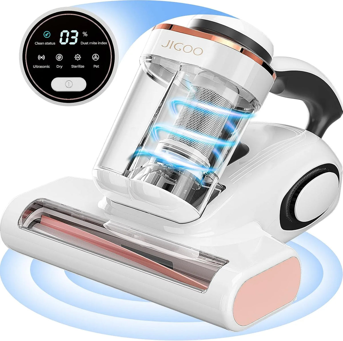 Aspirateur J300 JIGOO, Lits et canapés, avec Affichage LED Intelligent, pour Matelas, puissance 500 W, pour Personnes allergiques