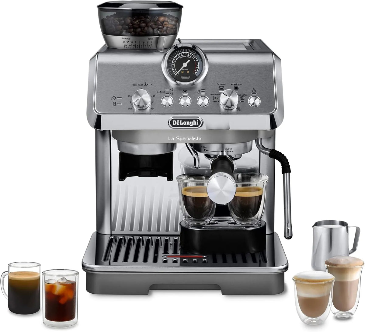 De'Longhi machine à café EC9255.M, Espresso avec Fonction Cold Brew, Technologie de Mouture par Capteur, Métal, La Specialista Arte Evo