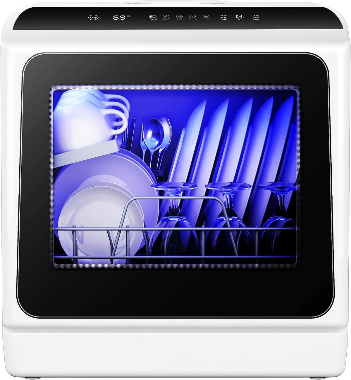 Lave-vaisselle EUHOMY, avec réservoir d'eau intégré de 4,9 L et tuyau d'entrée mini portable, avec 5 programmes pour petits appartements