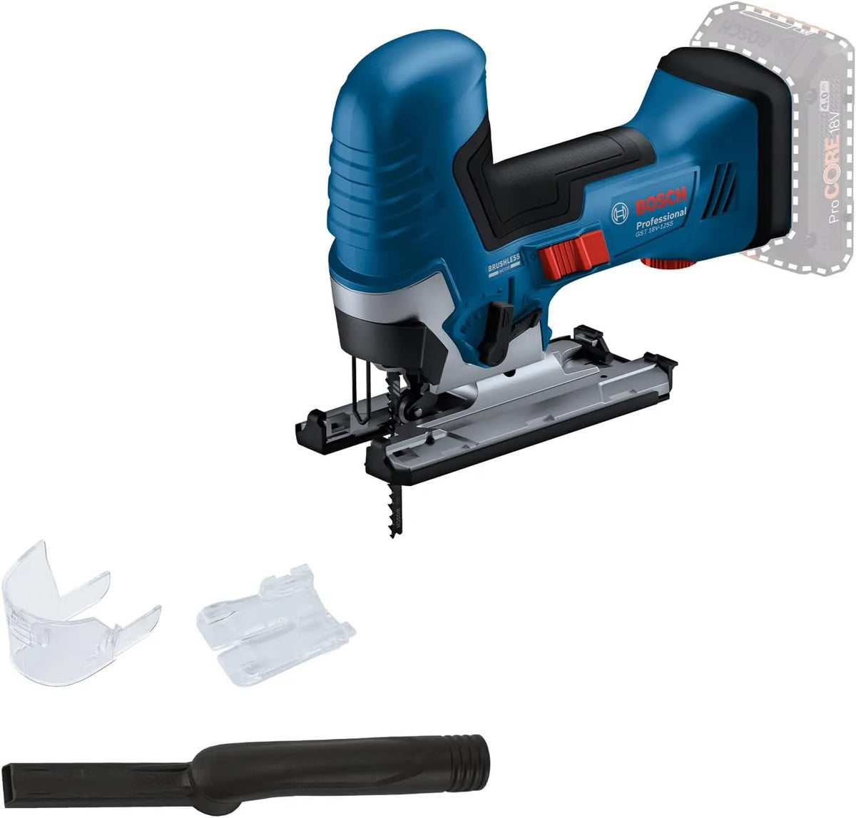 Bosch Professional 18V System scie sauteuse sans-fil GST S 18V-125, avec 1 lame de scie sauteuse, idéale pour les coupes courbes, porte-lame SDS