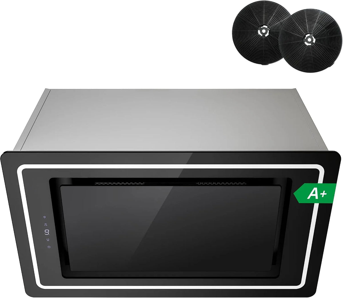 Hotte aspirante FIREGAS, 9 niveaux de vitesse, 450 m³/h, Filtre Charbon Inclus, Éclairage LED, Encastrable 52cm, 9 niveaux de vitesse