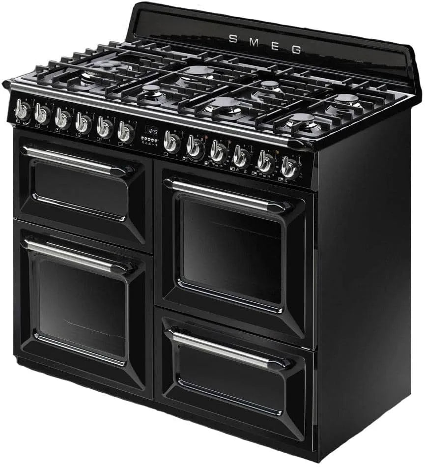 Smeg plaque de cuisson TR4110BL1, Four Electrique Multifonction, Piano de cuisson, Classe énergétique A, Gaz, Vapor Clean, Porte tempéré