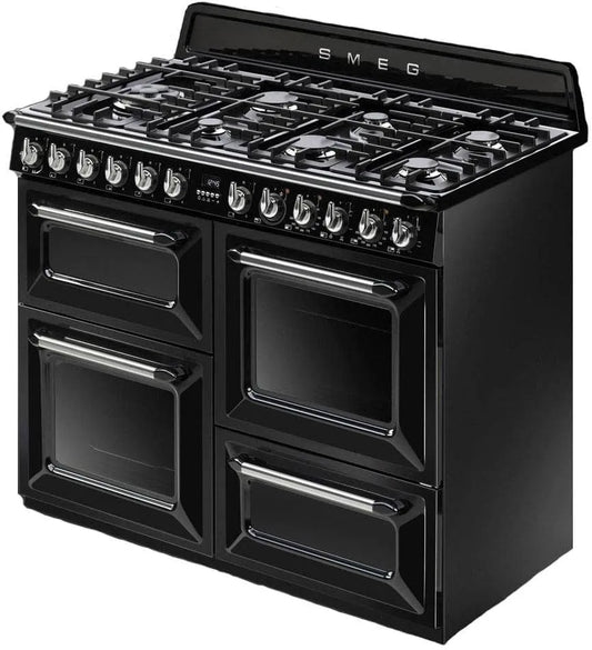 Smeg plaque de cuisson TR4110BL1, Four Electrique Multifonction, Piano de cuisson, Classe énergétique A, Gaz, Vapor Clean, Porte tempéré
