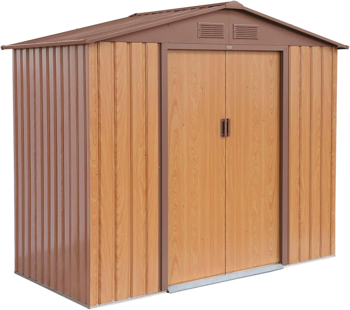Abri de jardin, avec Double Portes coulissantes. kit de Fixation Sol Inclus. L 213 x P 131 x H 185cm, Houtland. 2.71 m² chêne, en métal