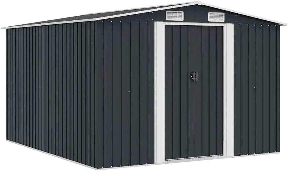 Abri de jardin vidaXL, 257x298x178 cm Métal Anthracite Terrasse Cabane à Outils