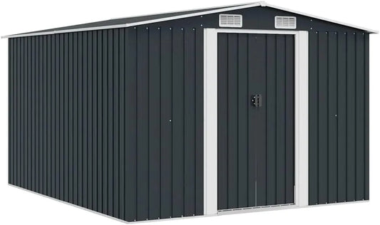 Abri de jardin vidaXL, 257x298x178 cm Métal Anthracite Terrasse Cabane à Outils