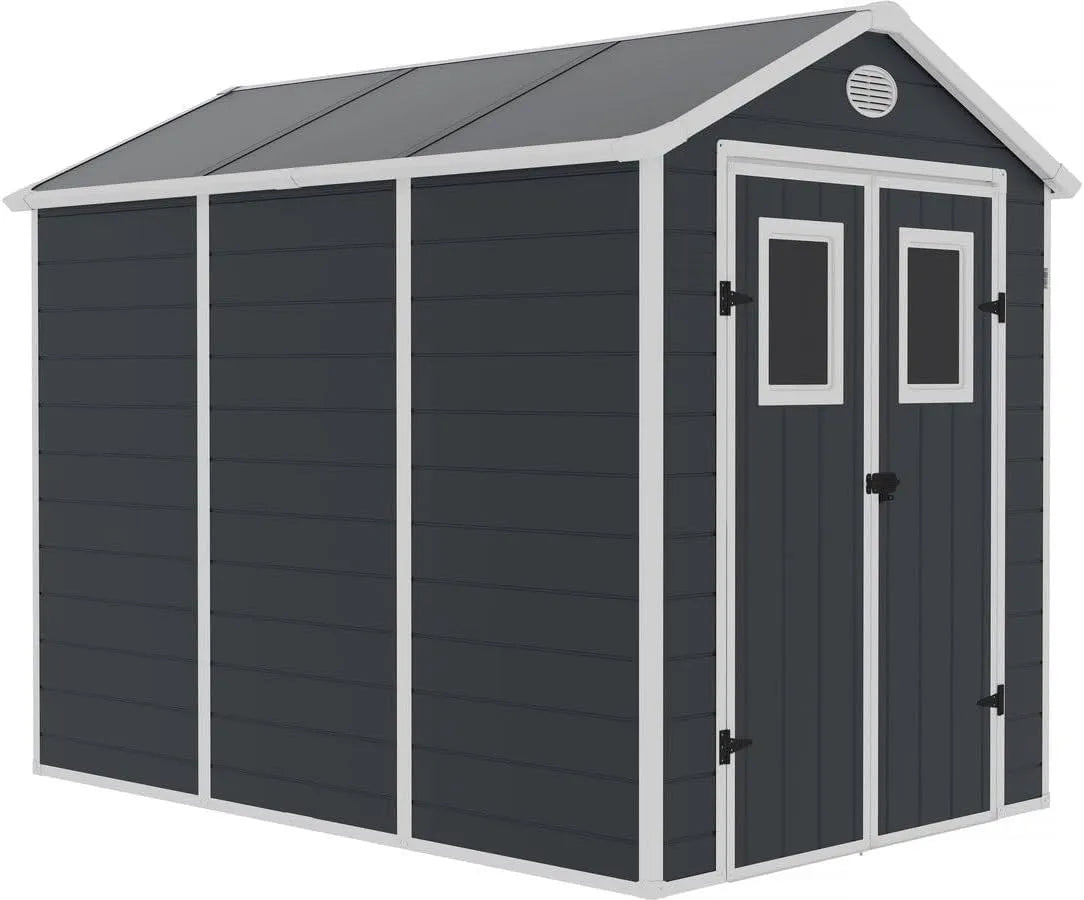 Abri de jardin, Résine Texas 5.23 m² Anthracite, Ancrages Intérieurs, Antirouille, Anti-UV