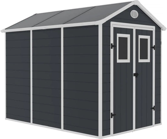 Abri de jardin, Résine Texas 5.23 m² Anthracite, Ancrages Intérieurs, Antirouille, Anti-UV