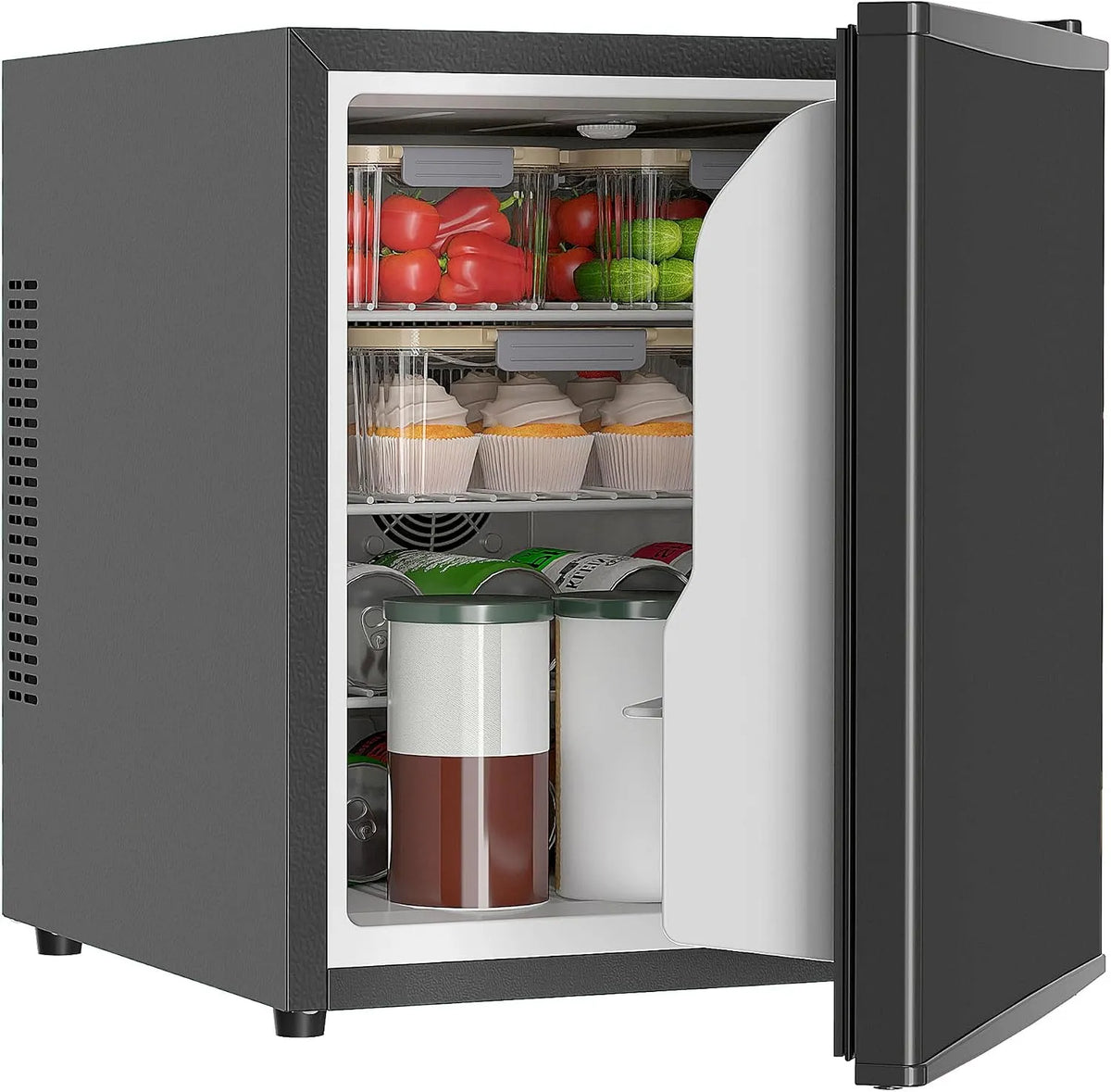 Homcom réfrigérateur L/46, Mini 44 L, 46 canettes Petit avec thermostat réglable, modèle L, étagères réglables, éclairage intérieur, bureau, dortoir