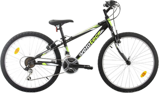 Vélo VTT 24 Multibrand Velotec Tempo, 18 niveaux de vitesse, Pouces en Aluminium, Jeunesse, Convient pour 130–155 cm, 18 niveaux de vitesse