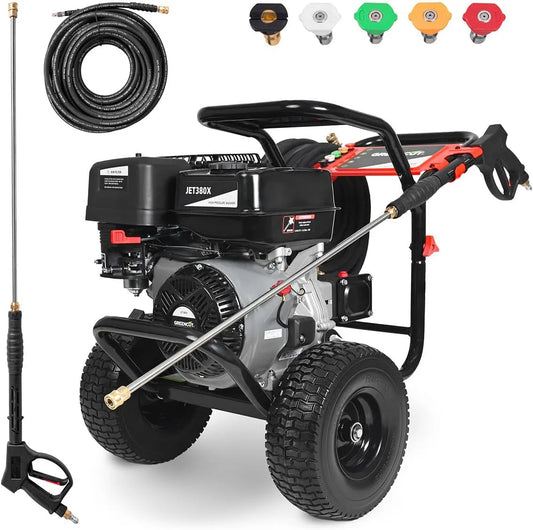 Nettoyeur haute pression JET380X GREENCUT, à essence 15 cv avec pression maximale de 290 bars, avec 5 options de pression, véhicules, machines.