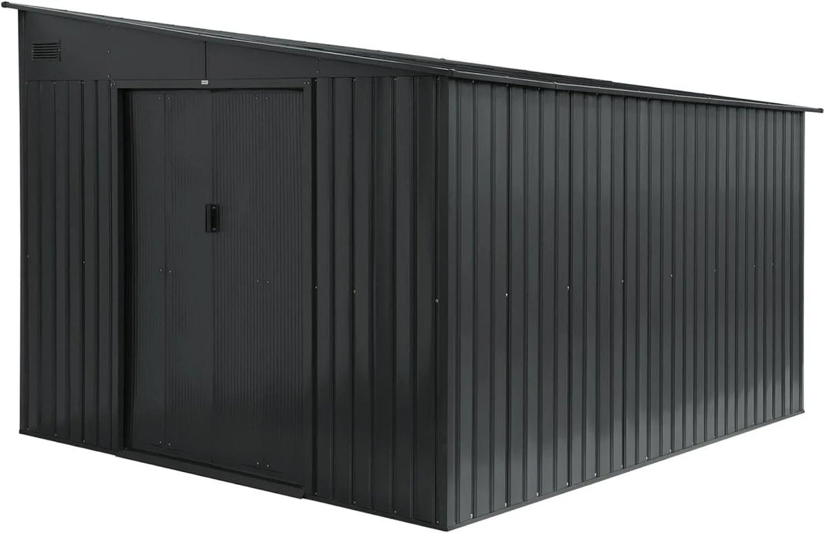 Abri de jardin, Ornay, Acier 8.96m² avec kit d'ancrage Anthracite L 277.5 x l 322 x H 203 cm