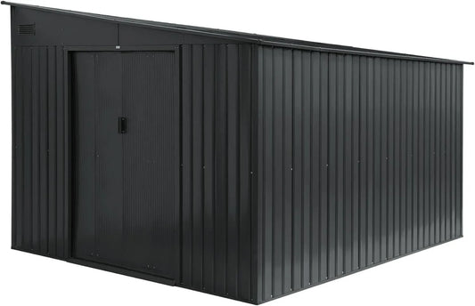 Abri de jardin, Ornay, Acier 8.96m² avec kit d'ancrage Anthracite L 277.5 x l 322 x H 203 cm