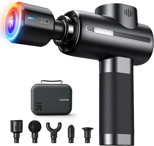 Massage Musculaire Pistolet de, Charge de Type-C Ultra Silencieux, Masseur Electrique avec 5 Têtes de Massage