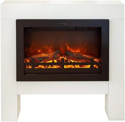Cheminée électrique 1500 Xaralyn Bolea Avec, Flandria, Télécommande, Chauffage Wwatt, Habillage De Cheminée En MDF finition blanche