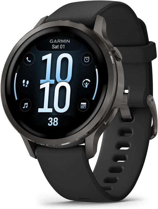 4 Garmin Venu, 4, 41mm, Montres GPS connectées avancées Forme et santé avec écran Ultra-Lumineux et coloré, Lampe LED intégrée et Fonctions connecté