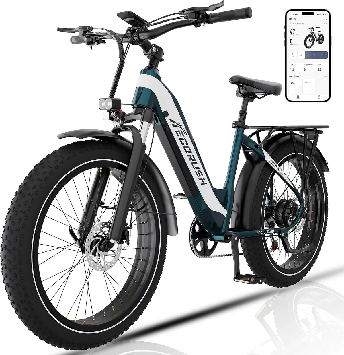 Vélo électrique, Vitesse Max 25 km/h, VTT électrique 48V 20Ah, Autonomie 80–150 km, Écran LCD, Compatible App & NFC
