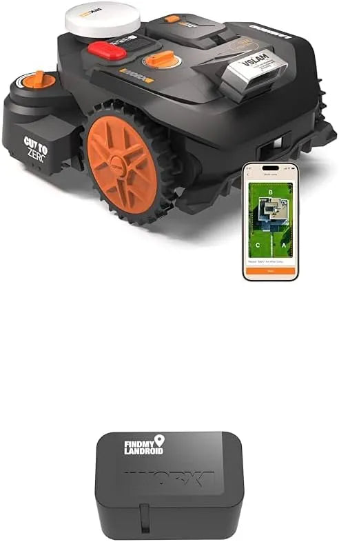 Worx tondeuse 2WD WR306E, évitement d'obstacles par IA, cartographie automatique, Cut-to-Zero, navigation VSLAM + RTK Cloud, contrôle via app
