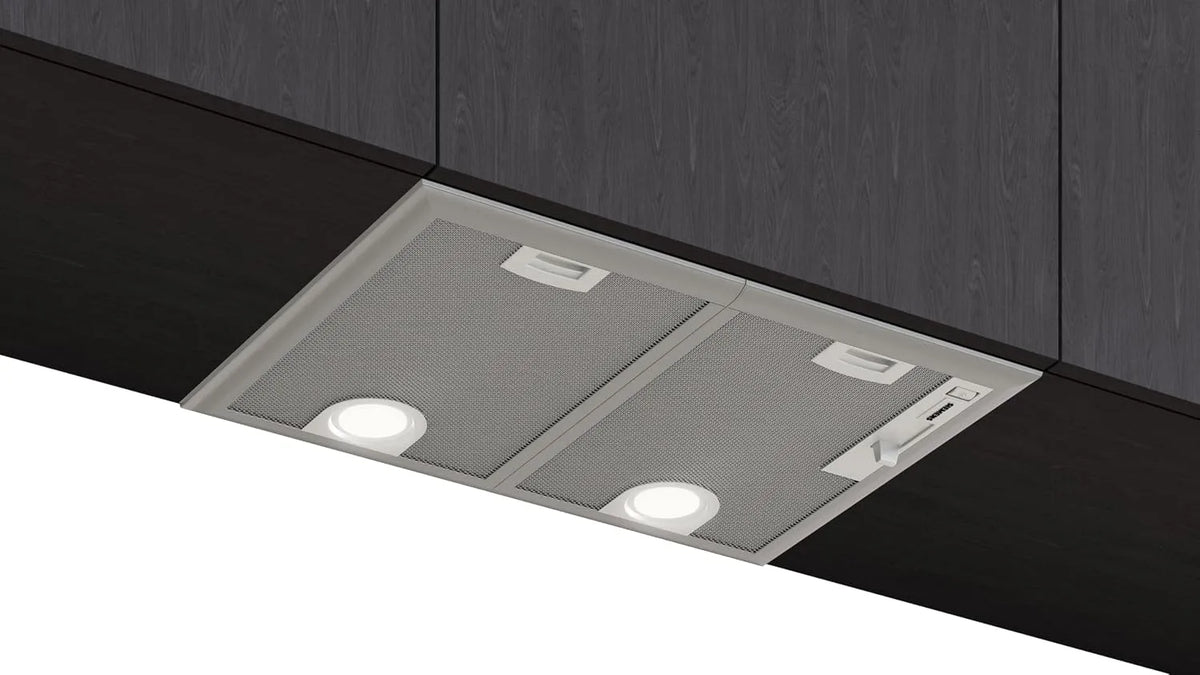 Siemens ventilateur LB55566 iQ300, Bloc de, éclairage LED, recirculation, silencieux, finition argentée, largeur 53 cm, fabriqué en Allemagne