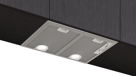 Siemens ventilateur LB55566 iQ300, Bloc de, éclairage LED, recirculation, silencieux, finition argentée, largeur 53 cm, fabriqué en Allemagne