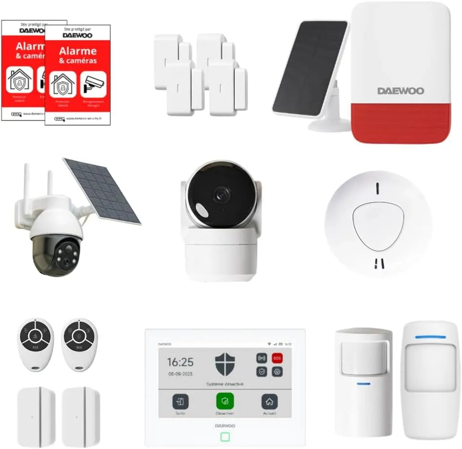 Connectée sans Abonnement Alarme Maison, Smart Protect Advanced Plus avec Caméras HD, Sirène Solaire et Détecteur de Fumée, Alexa & Google Home