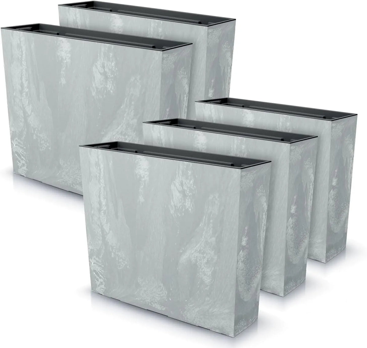Modèle 58x18x IMJ-Global, largeur 49,8 cm, capacité 44 litres, Pot de Fleur Interieur Exterieur Beton Effect