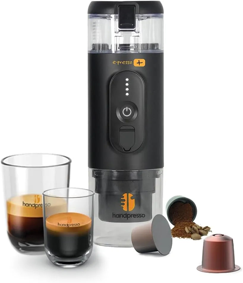 Cafetière 21710 Handpresso, portable E-Presso+, mini cafetiere electrique à batterie haute performance amovible, rechargeable USB