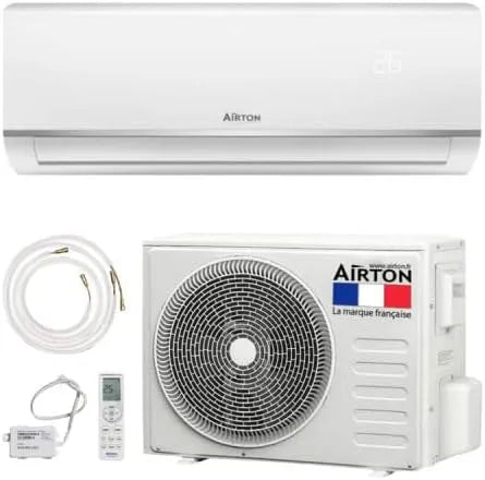 Pompe 30m2 Airton PACK prêt-à-poser, Climatiseur réversible R32 avec module WiFi, 2500/2800W, 9000BTU + Liaison 4M Ready Clim, à chaleur
