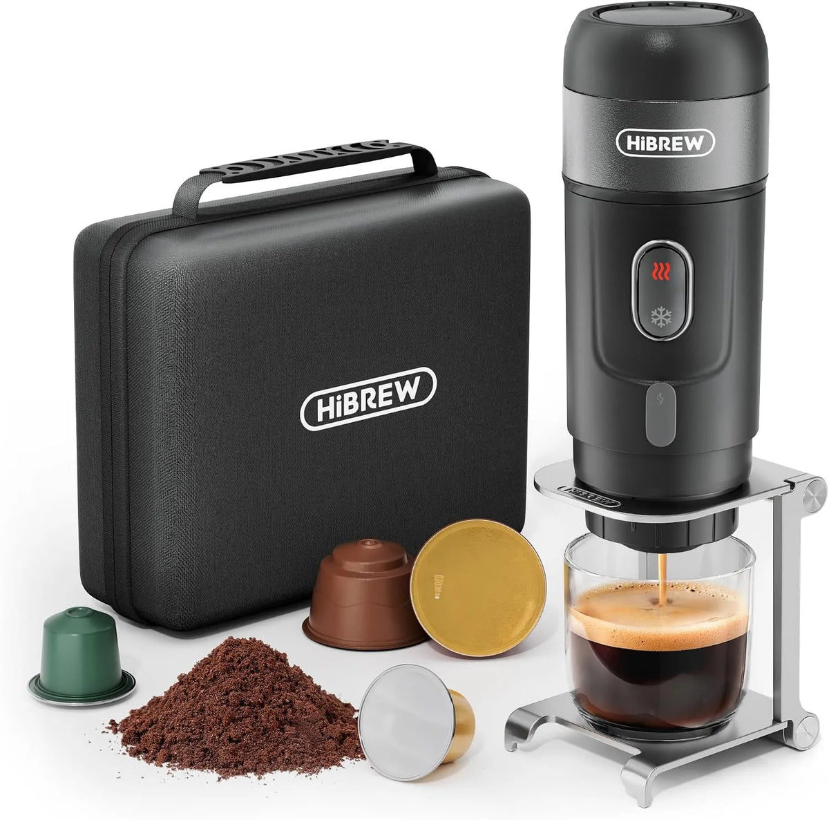 Machine à café H4A HIBREW - Mini, compatible avec les capsules originales Nes, support métallique amélioré, Mini expresso 3 en 1 12 V
