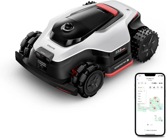 Dreame tondeuse 3500, A3 AWD Pro Robot, EdgeMaster 2.0: Coupe des Bordures < 3 Cm, 3500 M, LiDAR 3D 360° Et Vision IA Duale, 38,7°, pour M², sans RTK