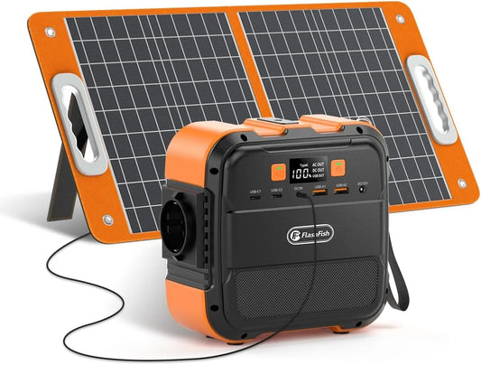 Station électrique portable FlashFish, Générateur Électrique 98Wh avec sortie CA 230V, Type-C, Camping, Voyage, USB, Jardin