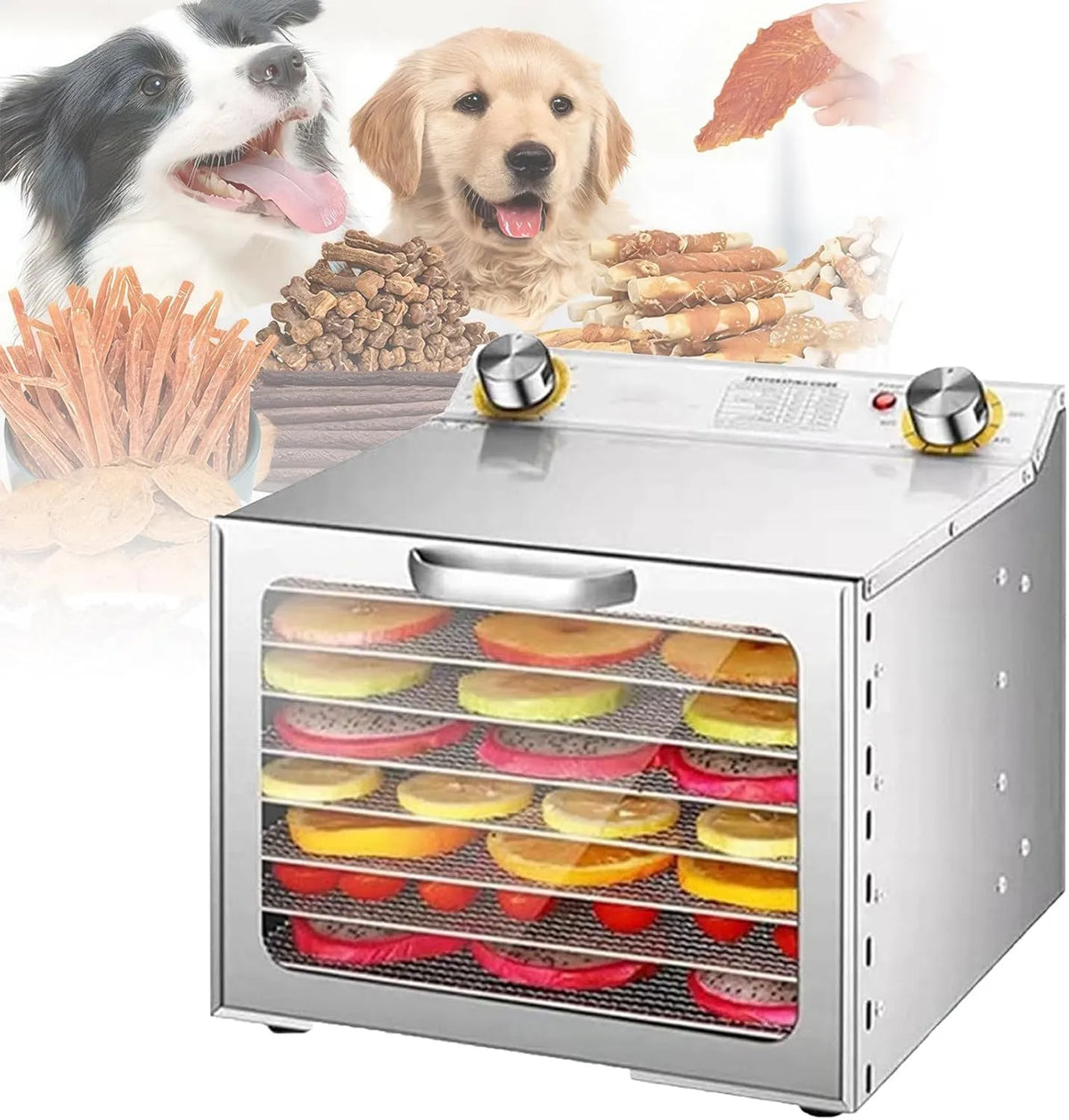 Déshydrateur alimentaire 8Layer, Professionnel avec Plateaux en Acier Inoxydable, Minuterie Et ContrôLe De La TempéRature, IdéAl pour La Viande SéChé