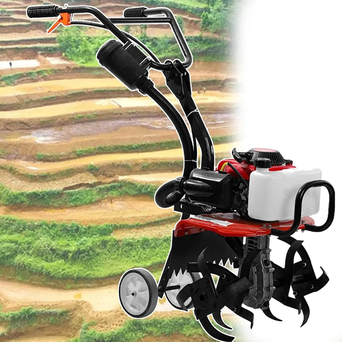 Motoculteur, à Essence De Jardin 4 Temps, Cultivateur De Sol De Pelouse Moteur Rotovator Léger Compact Puissant, pour Le Labour