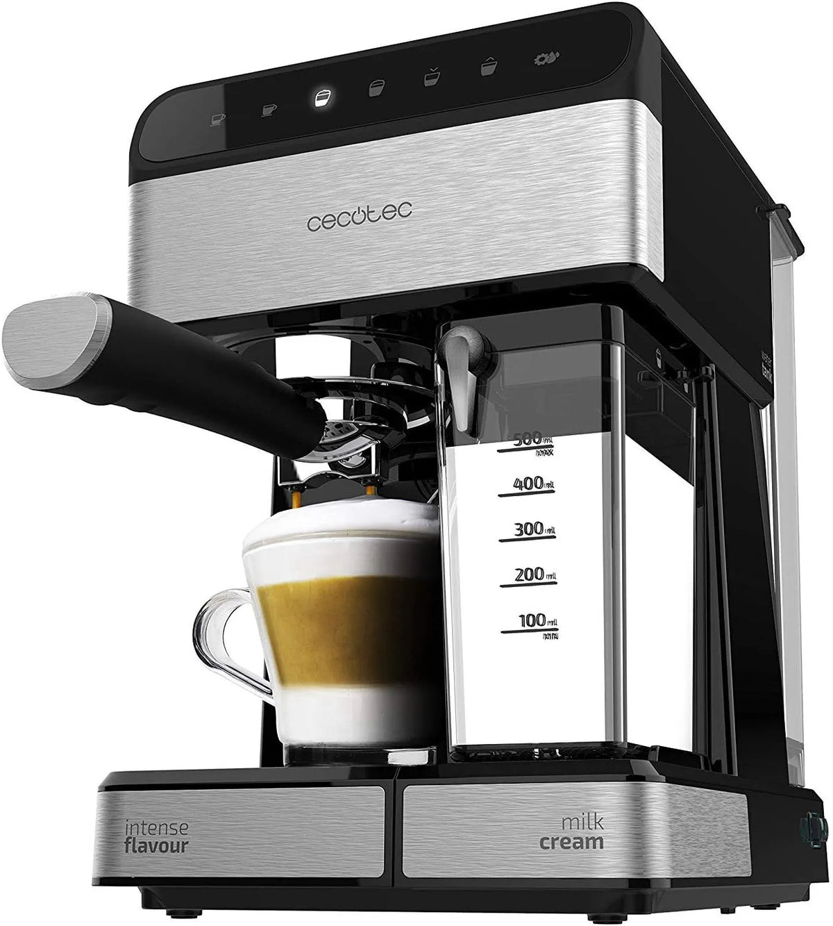 Cecotec machine à café, Semi-Automatique Power Instant-ccino 20 Touch Serie Nera. 1350 W, capacité 1.4 L, 20 Bars de Pression, 6 Fonctions, Tactile