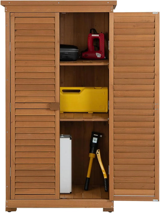 Armoire de jardin, Abri à Outils avec Toit en Asphalte, en Bois Résistante aux Intempéries avec 2 Étagères Réglables