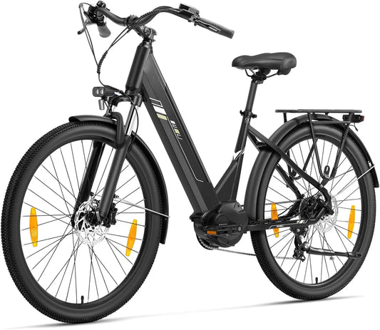 Vélo électrique 70Nm, Moteur Central 250W, Touroll Urbano 3 Adulte, tension 3 V, 27.5' de Ville 7 niveaux de vitesse