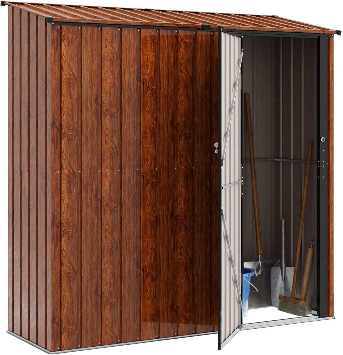 Abri de jardin vidaXL, Cabanons de Jardin Marron 203,5 x 73 x 200 cm Métал, idéal pour Outils et Plus, et terrasse, Rangement rectangulaire