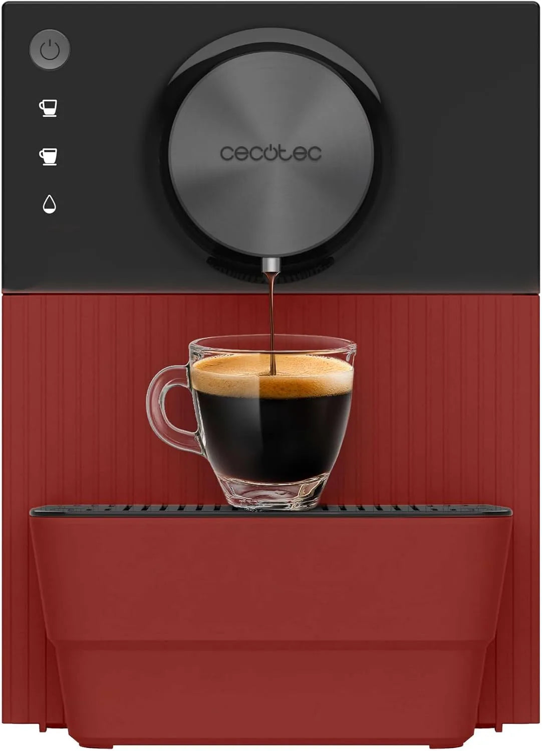 Cecotec machine à café, 19 Bars, Professionnelle, Pré-Infusion, Contrôle Tactile, Superautomatique Compacte Cremmaet Cube Rouge. 1350W