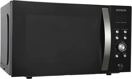 Four à micro-ondes MW-230DG/BK AIWA, Puissance 800 W et Commandes électroniques, finition noire, Capacité de 23 litres, avec Grill