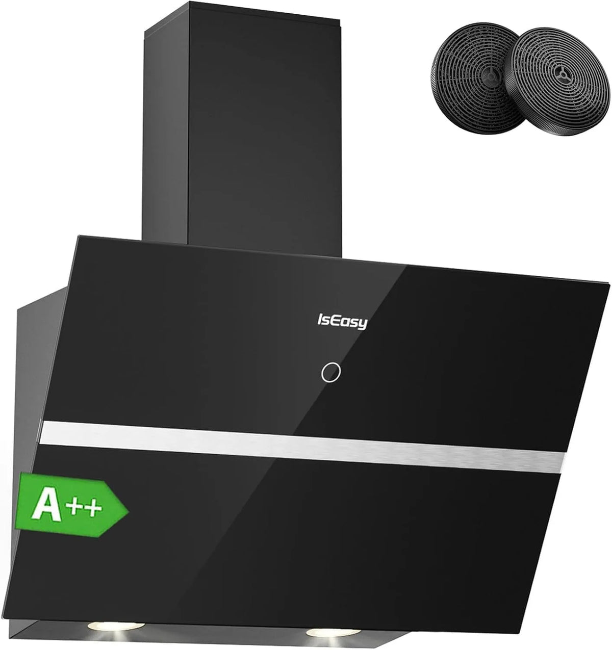Hottes Aspirantes 60cm IsEasy Hotte, 58 dB, 4 niveaux de vitesse, 578 m³/h Puissance d'aspiration élevée, 4 niveaux de vitesse, de Cuisine Incliné