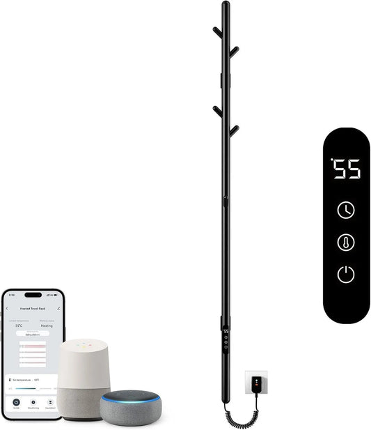 Sèche-serviettes, dimensions 1500x32mm, Électrique, Chauffe-Serviettes à Thermostat Intelligent WiFi, pour Alexa et Google Home et APP