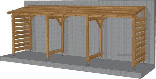 Abri de jardin, en Bois Massif de 6m, Traitement Classe 3, Jardinatoire, Couvert et sans Fond