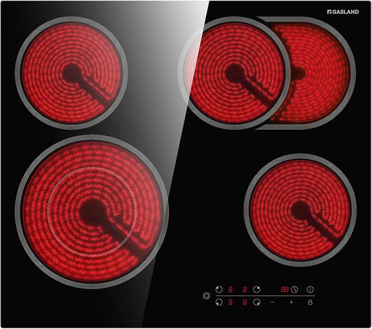 Plaque de cuisson CH604BF GASLAND, 4 zones de cuisson, de cuisson encastrable de 60 cm, puissance 6600 W, zone de cuisson multiple, commande tactile
