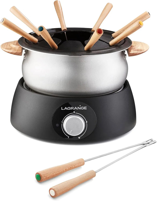 349015 LAGRANGE, capacité 1,5 L, Appareil à fondue électrique 8 personnes, puissance 900W, poignées en bois, fabrication française