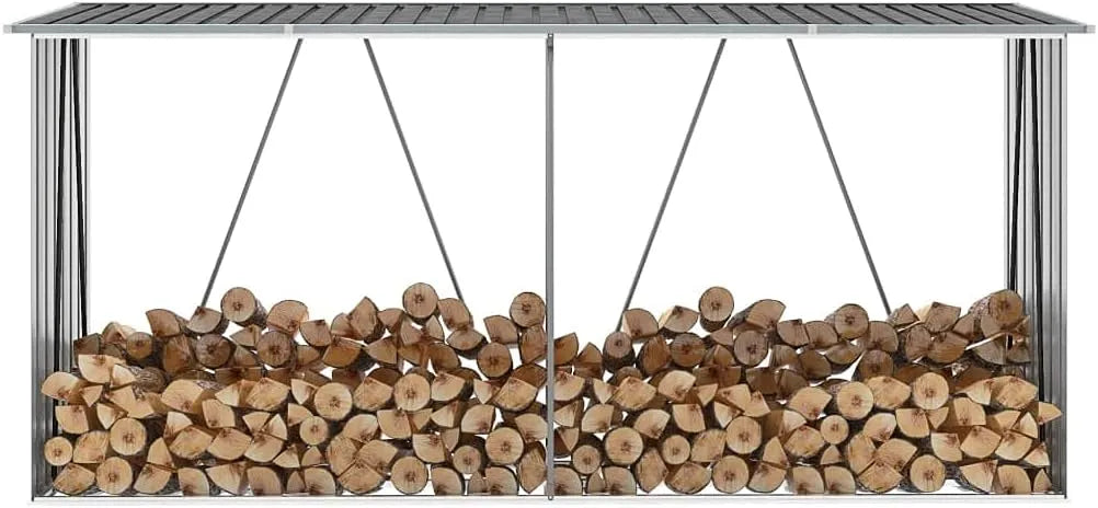 De Stockage de Bois Acier galvanisé 330x84x152 cm finition grise 44859 Générique Abri, finition grise,22.84 KG