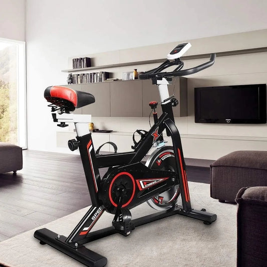 Vélo Hooseng, version 2021, d'appartement d'aérobic d'intérieur super silencieux avec écran LCD, coussin de siège, porte-bouteille pour fitness, gym